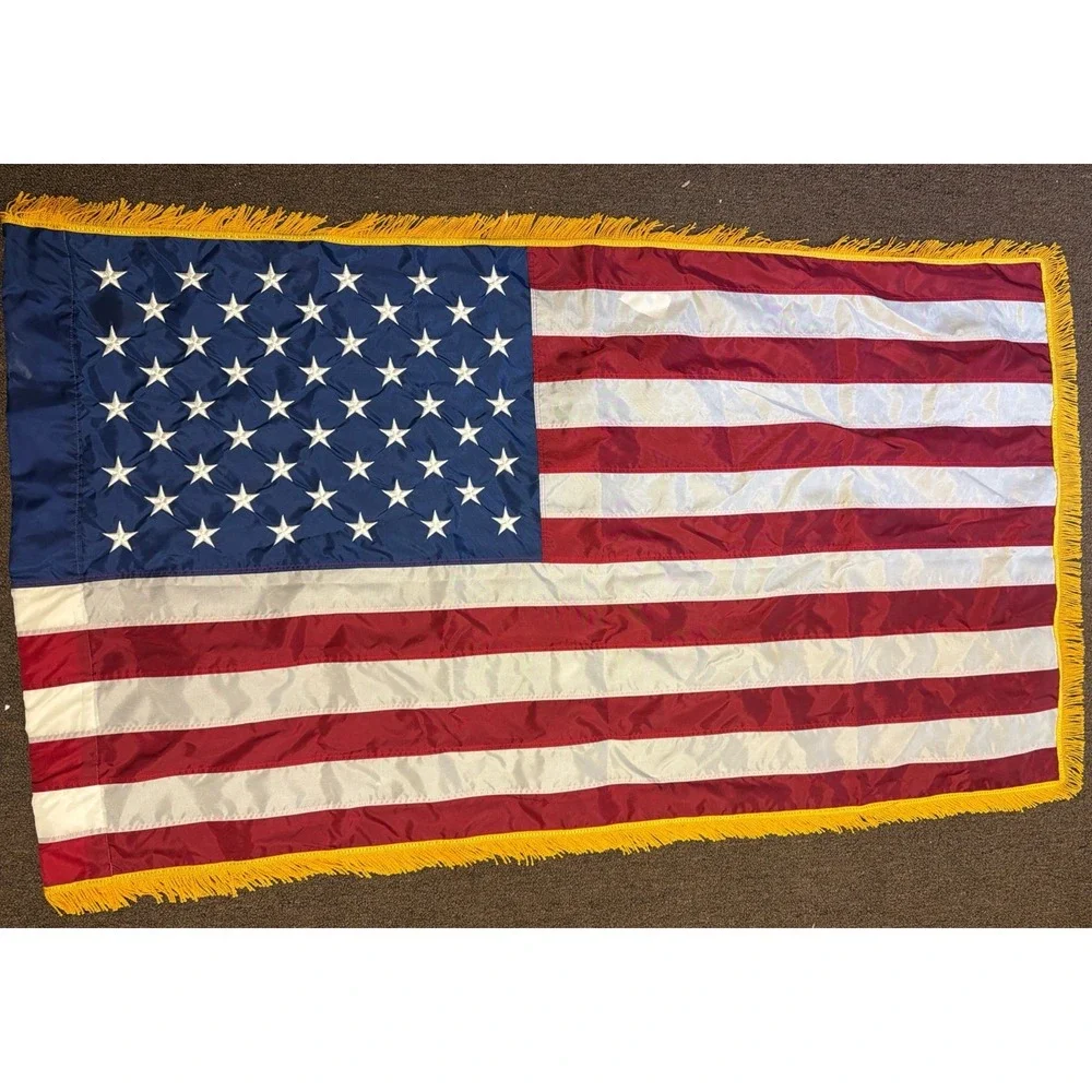 Vintage Annin Colonial Nyl-glo American Flag Gold Fringe Trim Military‎ 3x5